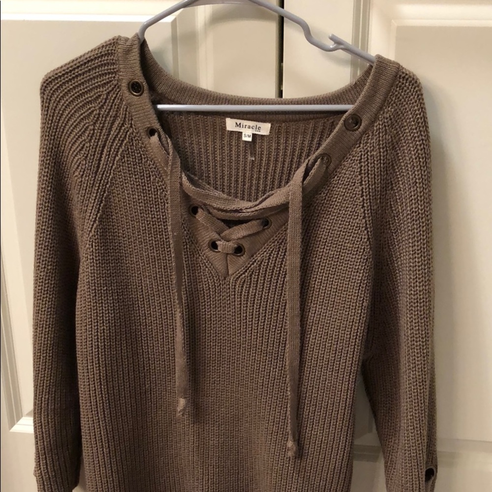 Oversized lace up sweater